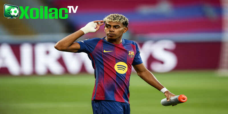 Xoilac ghi lại cảnh Yamal ăn mừng bàn thắng kỷ lục